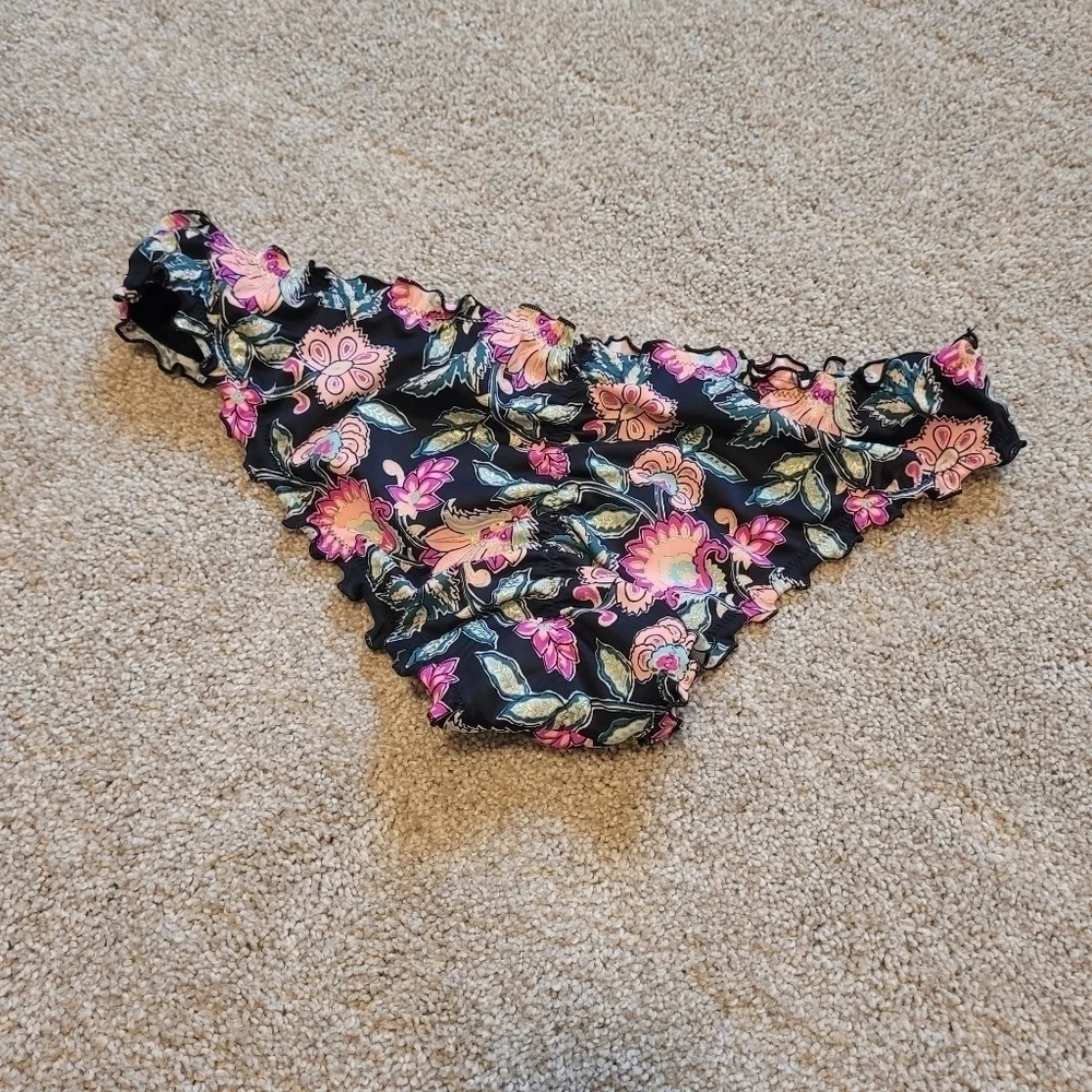 Shade & Shore Women's Ruched Cheeky Floral Bikini Bottoms Size XL